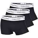 ボクサーパンツ メンズ 3枚セット ローライズ ロゴ 無地 COTTON STRETCH[CK下着] 黒・白 (S)
