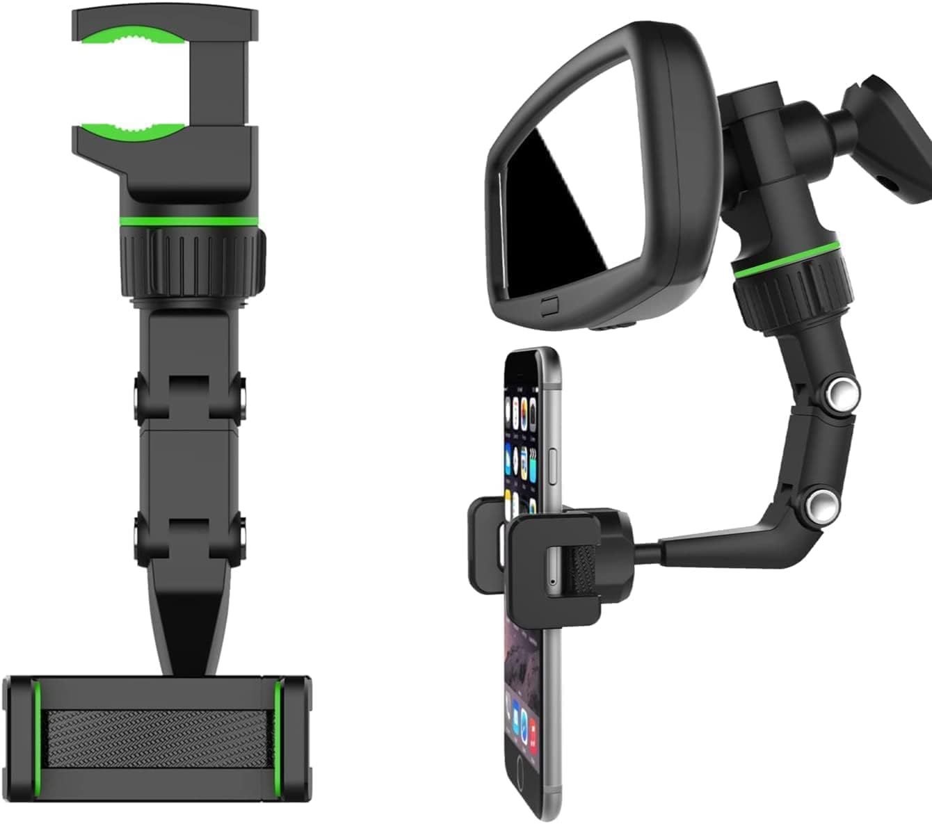 JAlanlan Porta cellulare per auto universale, Porta smartphone navigatore a scomparsa girevole a 360°, supporto telefono per specchietto retrovisore per auto, adatto a tutti i telefoni cellulari