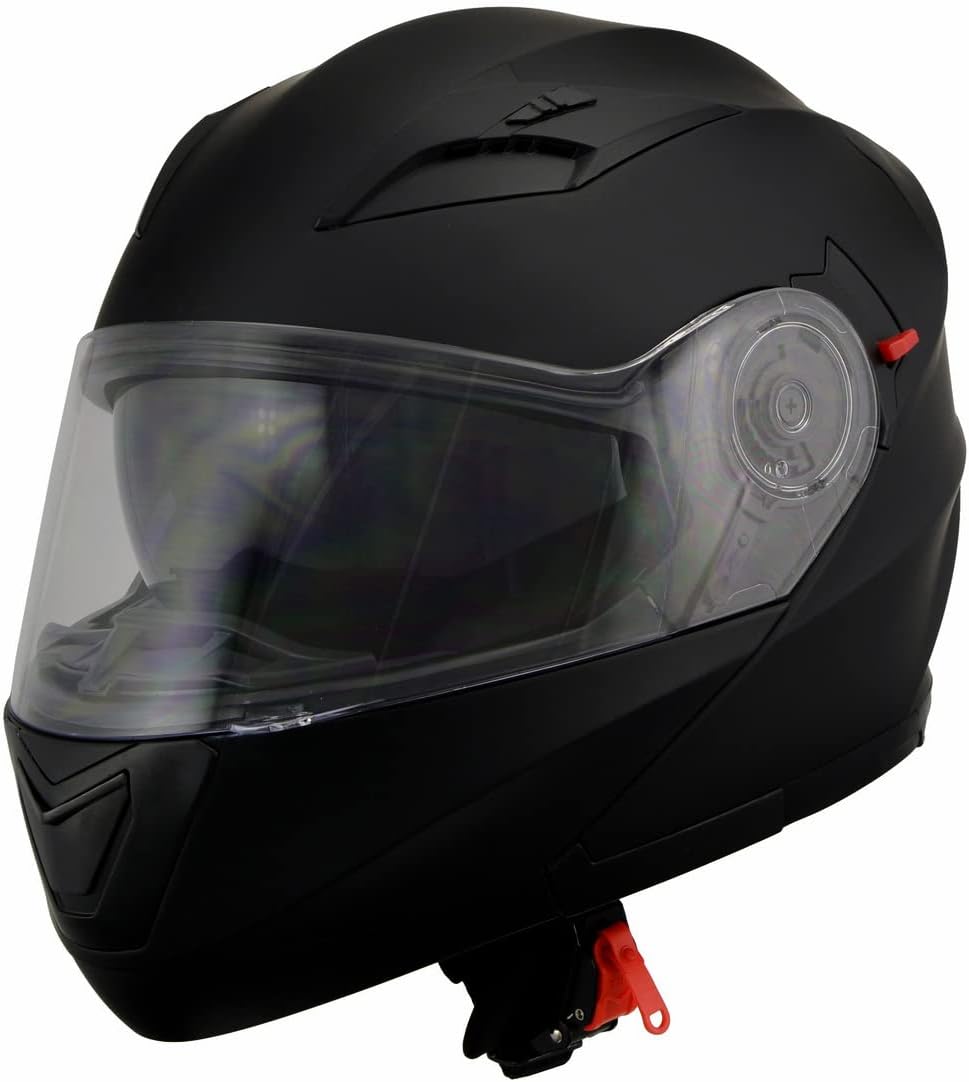 Milwaukee Performance Helmets MPH9803DOT Ionized Matte Black Advanced Modular Motorcycle Helmet w/Drop Down Visor