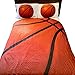 Basketball 5 PC Kids Full Bed Set with Round Comforter, 2 Pillowcases, Sheet Set, and Large Circle Super Soft Microfiber Flannel Comforter