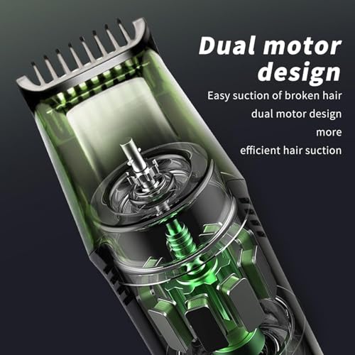 Vacuum Beard Shaver for Men, Vakuum Bartrasierer mit 20 Längeneinstellungen, Verstellbar Nass & Trocken Elektrischer Bartschneider mit 2 Kamm, Kabellos Barttrimmer Haarschneider Geschenk für Herren