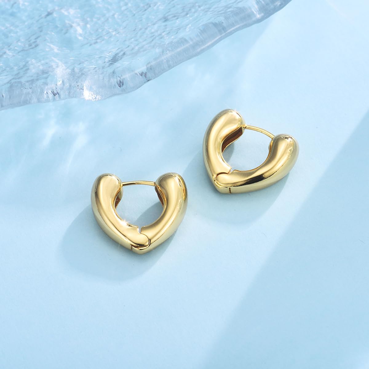 GULICX Small Chunky Gold Hoop Earrings for Women, 925 Sterling Silver Post Small Hoop Earrings Thick Lightweight Trendy Statement Earrings Jewelry - Image 2