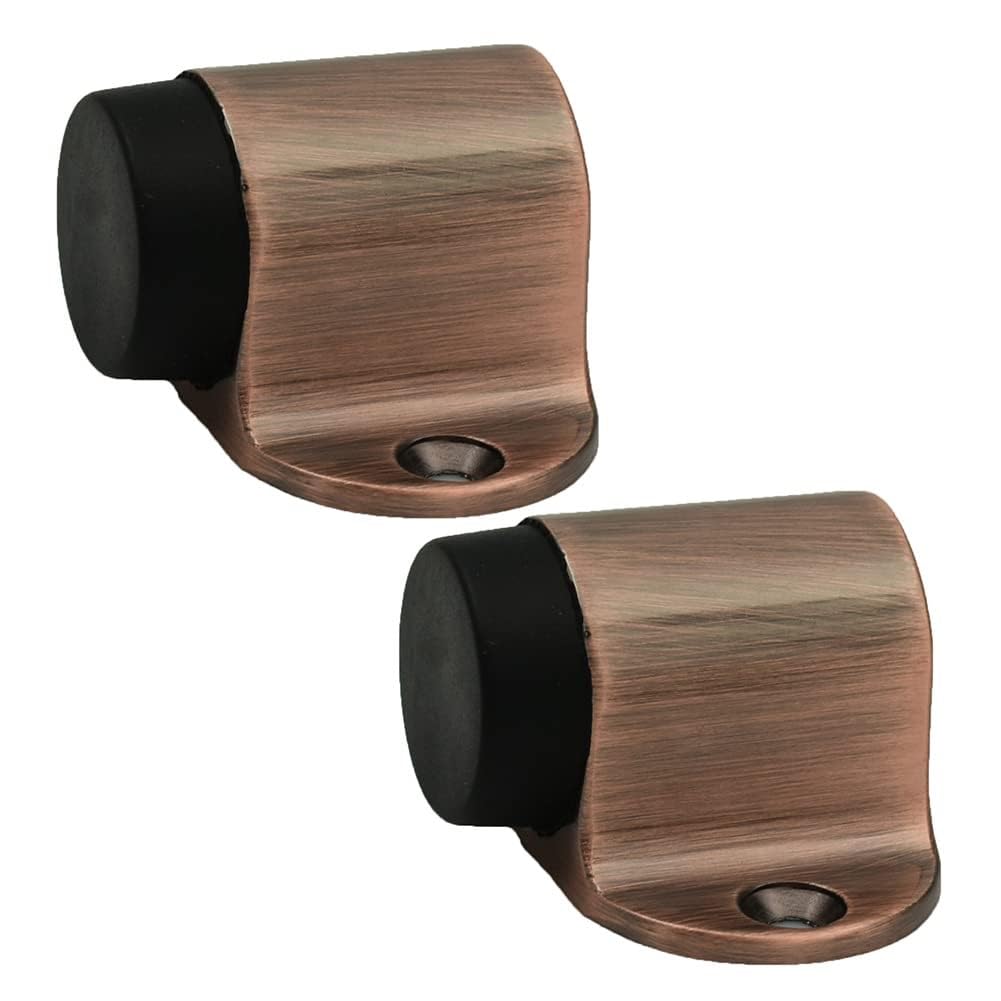 Luercher Wood Door Stop Pack Of 2 Floor Mount Door Stopper Heavy Duty Door Stop Brushed Nickel Doorstop With Rubber Bumper
