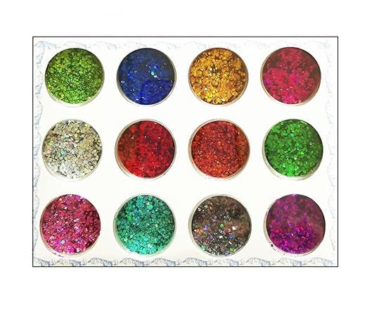 Glitter Set of Nail Decoration,Nail Art Tool for Nail Decoration Multicolour - Set of 12 Jars-image-26