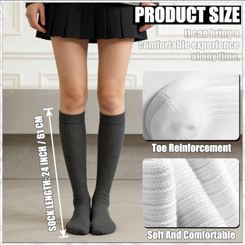 Image of 6 Pairs Slouch Socks for Women, Soft Extra Long Thick High Slouch Slouchy Sock for Women Mothers Gifts