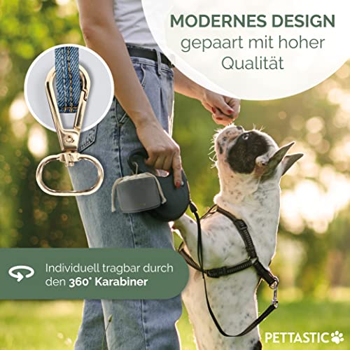 PETTASTIC Leckerlibeutel für Hunde - Praktischer Futterbeutel aus Kunstleder mit Clip für Hundetraining - Hochwertige Futtertasche für Spaziergänge - Training Belohnung für Vierbeiner (Grau)