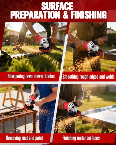 AVID POWER Angle Grinder, 7.5-Amp 4-1/2 inch Electric Grinder Power Tools with Grinding and Cutting Wheels, Flap Disc and Auxiliary Handle for Cutting, Grinding, Polishing and Rust Removal - Red - Image 4