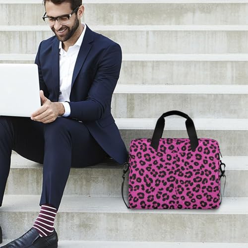 Maletín portátil para laptop 15.6 pulg estampado leopardo rosa miniatura 3