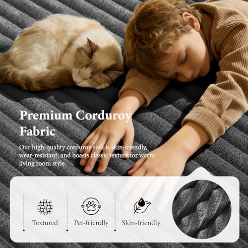 Image of 96 inch Sectional Couches for Living Room Cloud Couch Sofa with L-Shape Upholstered Boneless Couchs Modern Modular Sectional Couch with Chaise