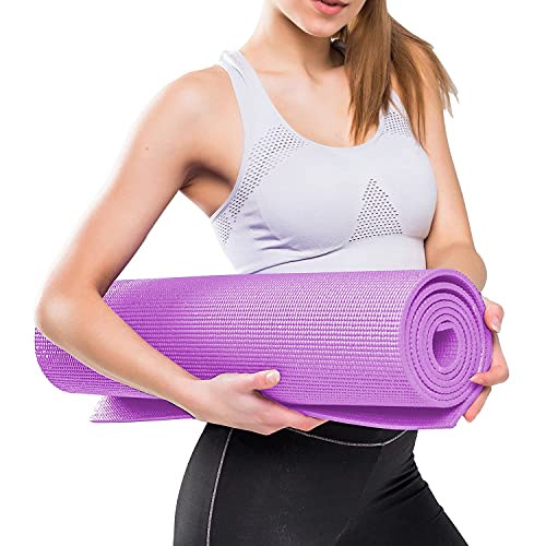 Image of Yoga Mats For Women and Men Exercise For Home Workout Gym Anti Slip EVA Material Yoga Mat 4Mm For Kids Gym Mats (Purple, 4 mm)