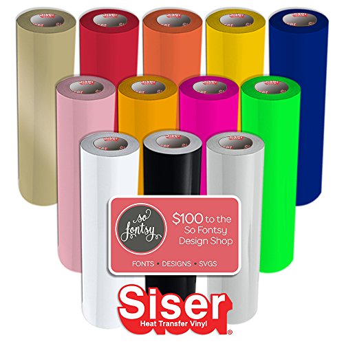 12 Pack of Siser Easyweed Heat Transfer (T-Shirt Vinyl) 15 Inches by 3 Feet Rolls - 12 Rolls Plus Design Card