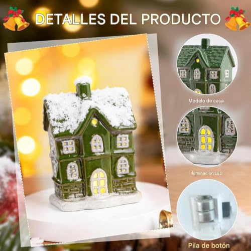 Casas de Navidad con luz LED: decoración de mesa en madera para hogar y fiestas 7