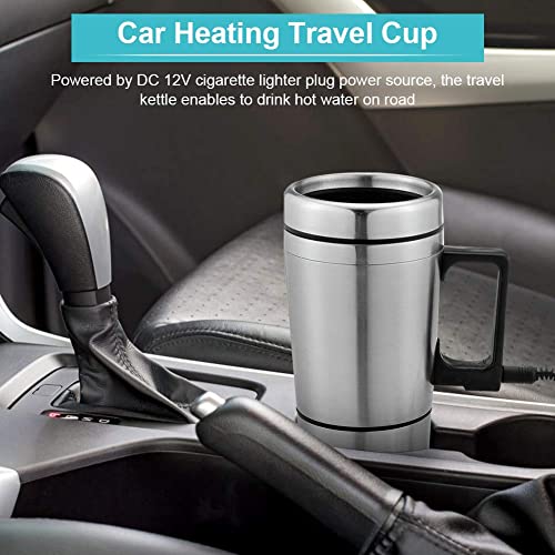 Image of Oshotto 12V Stainless Steel Car Heating Kettle /Mug, Travel Friendly electric Tea /Coffee maker Compatible with Hyundai Verna Old (300ml)