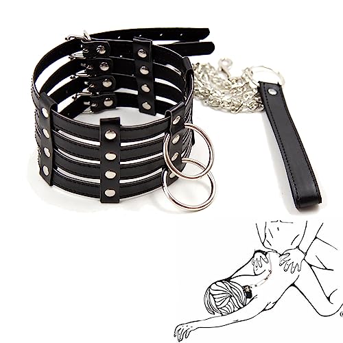 SUPKTHDY Halskette SM Choker Leder Harness Frauen Männer Halsbänder BDSM Fesseln Sex Set Bondageset Gothic Halsband mit Leine Ketten Fetisch Sexspielzeug für Paare Extrem Sex Toys