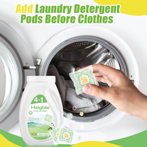 Image of 200 Count Laundry Detergent Pods Bulk 4 in 1 Laundry Detergent PACs with Camellia Wash Scent Booster Beads Stain Remover Odor Fighter Fragrance Enhancement Softening