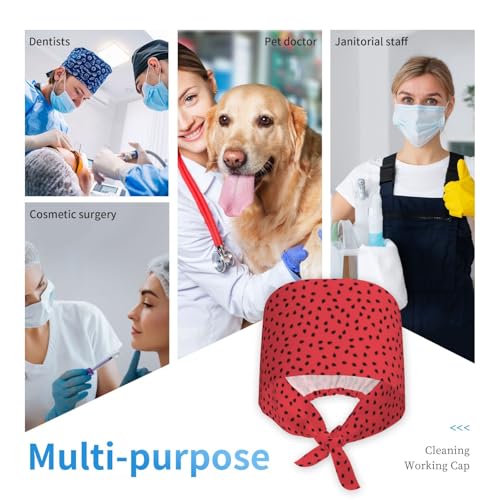 Image of Working Cap Scrub Cap with Sweatband Adjustable Unisex Women Tie Back Hat Nurse Surgical Caps