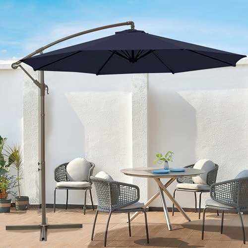 Ayge 10ft Offset Cantilever Hanging Outdoor Patio Umbrella Market Umbrella UV Resistant with Easy Tilt,Heavy-Duty Pool Umbrella for Lawn, Backyard,Garden,Yard