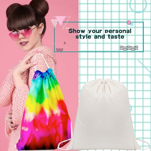 30 Pcs Tie Dye Cotton Drawstring Bags Sublimation Blank Tote Backpack Bulk Items to Tie Dye DIY Birthday Party Favors4