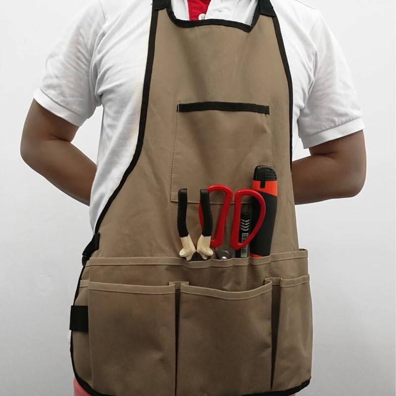 Grembiule da lavoro, grembiule per attrezzi, Grembiule da lavoro Grembiule da giardino Tela utile Grembiule da lavoro resistente Grembiule protettivo impermeabile Cinghie incrociate sul retro Attrezzo