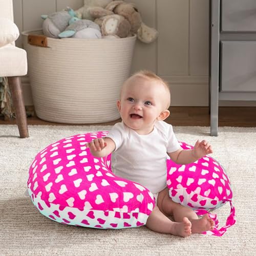 Image of VParents Feeding Pillow, Breast Feeding Pillows Vacuum Packed Cotton Nursing Pillow and Positioner, Breastfeeding, Bottle Feeding, Baby Support Rosy (Pink) 110485