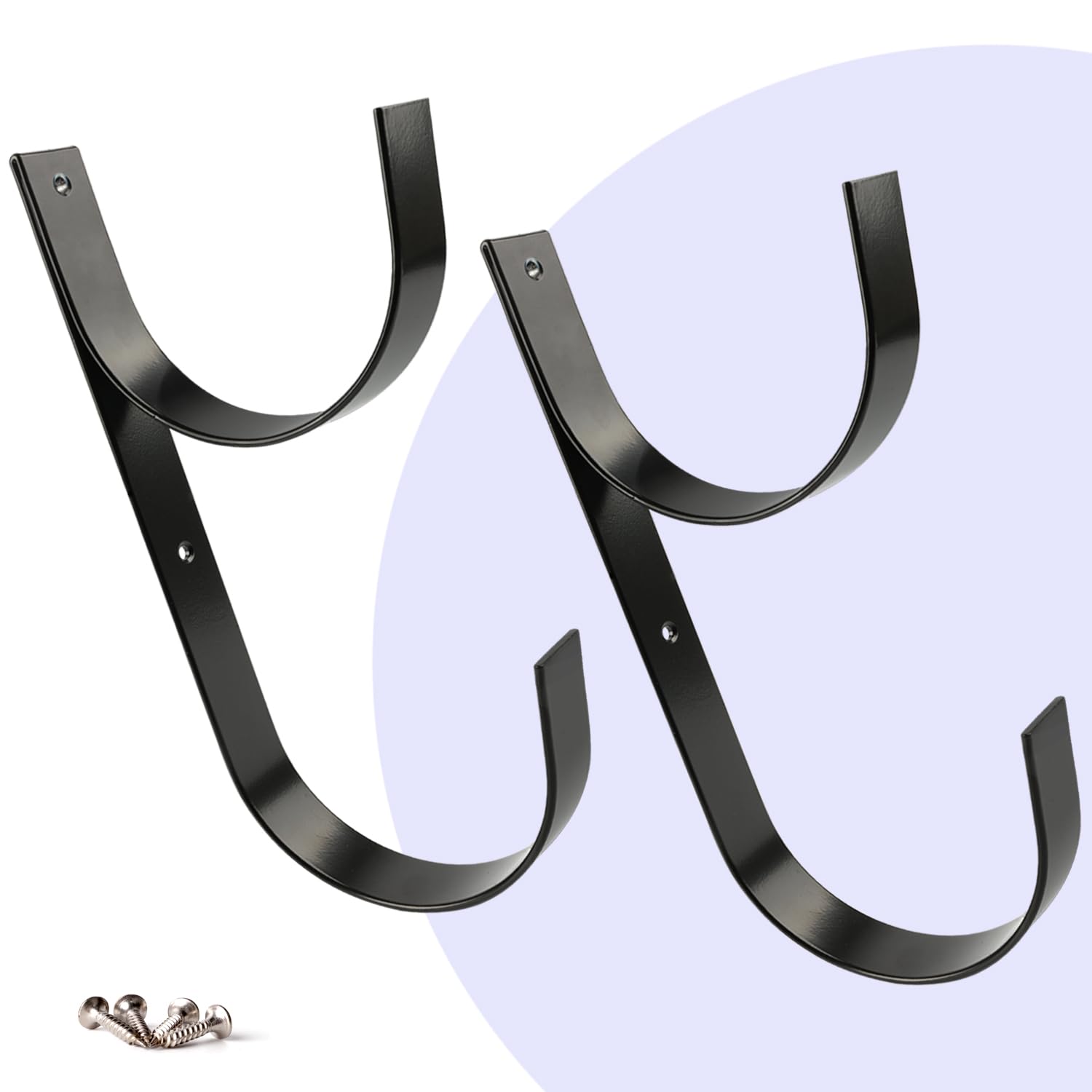 2 Stück Set breite Pool Stange Kleiderbügel Heavy Duty Black Aluminium Holder with Screws Pool Hose Hangers Perfect Hooks for Swimming Pool Telescopic Poles Vacuum Hose Skimmer Nets Brushes Garden