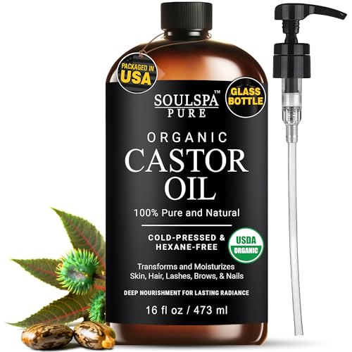 Organic Castor Oil for Hair, Scalp, Skin, Face & Eyelashes | USDA...