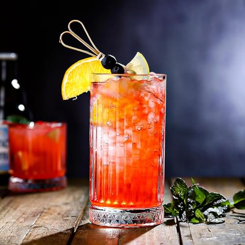 Image of bellemax 300 ML Premium Juice Glasses Drinking Glasses,Highball Lead-Free Glasses,Tumblers for Water,Juice,Beer,Cocktail and Mixed Drinks - 6 Pieces,Transparent (BM-01)