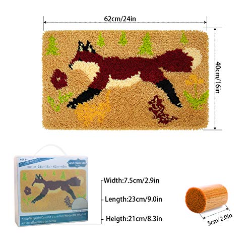 Image of clubevy Tapestry Kits Latch Hook Rug Kits Carpet Embroidery Latch Hook Rug Needlework DIY Adult Craft Kit, Fox