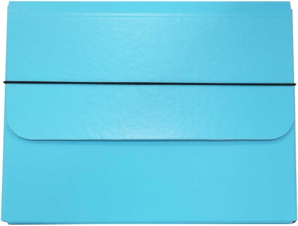 JAM PAPER Strong Thick Portfolio Carrying Case with Elastic Band Closure - 10 x 1 1/4 x 13 1/4 - Sky Blue - Sold Individually