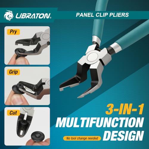Image of Libraton Panel Clip Pliers, Diagonal Cutting Pliers, Clip Removal Tool | Automotive Door Panel Removal Tool, Flush Cut Pliers Auto Plastic Trim Fastener Removal Tool, Rivets Pry Clip Puller Tool