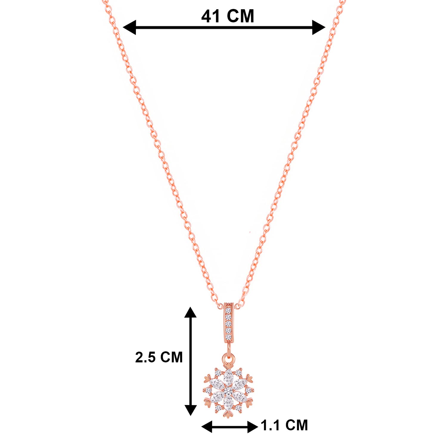 Plated American Diamond Studded Pendant Necklace Chain, Stylish Gift