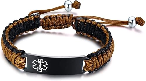 Hisatan Free Custom Engraving Emergency Medical Alert ID Cuff Bracelet for Men Women