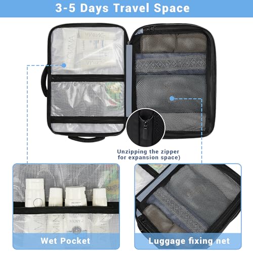 Kellyon Travel Backpack for Men & Women, Flight Approved, Expandable, Water Resistant, Black