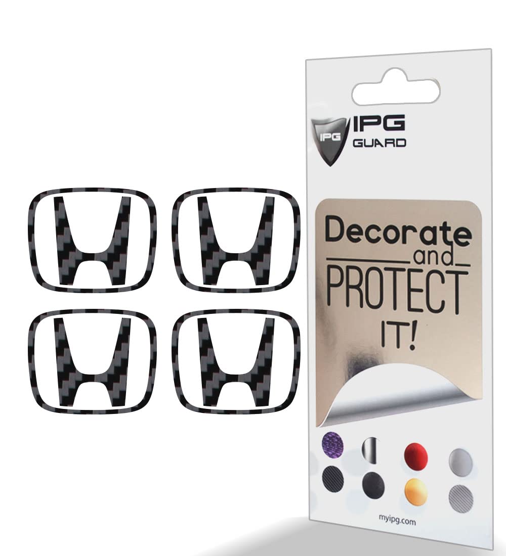 IPG Compatible with Accord Civic Element CRV CRZ JDM Center Cap Overlay Wheel Tire Decals Stickers (Logo: 2" / Center Cap:2.25") (4 Units) Personalize Your Vehicle (Carbon Fiber - Black)