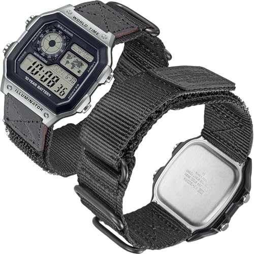 HEMSUT 18mm iCXgbv Casiop NCbN[X~^[X^C ϏՌvoh AE-1200 DW-H5600 AE-1000W F-91W A168WȂǗp