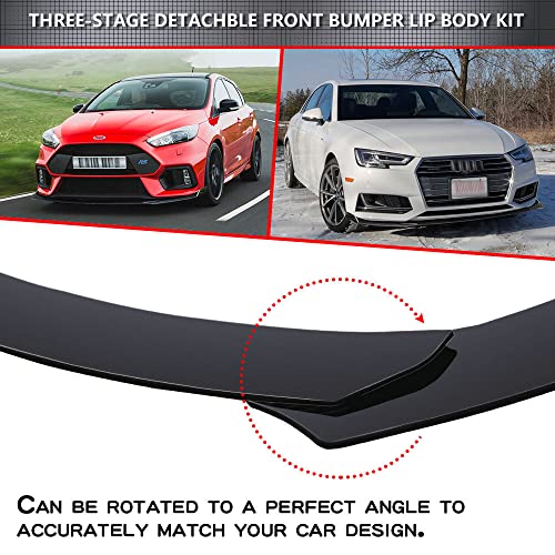 Xotic Tech Universal Front Bumper Lip Chin Spoiler Splitter Diffuser Guard Wing Protector Trim Car Body Kit With Adjustable 10"-13" Support Splitter Rod-Silver #TOP4