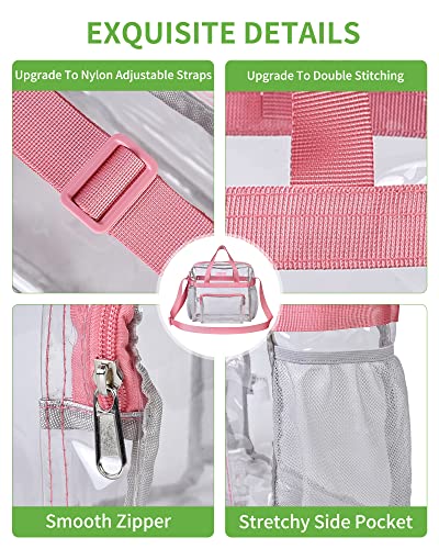 MAY TREE Clear Vinyl Tote Bag, Pink, 12 x 6 x 12 in3