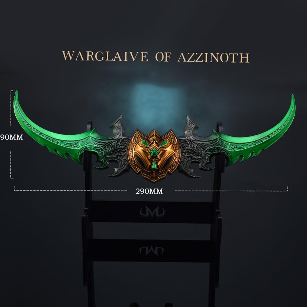 Artículos de colección de Videojuegos, Warglaive of Azzinoth Modelo Illidan Warblade decoración de Escritorio 22 cm/8,7 Pulgadas con Soporte exhibición Juego Totalmente metálico(Green)