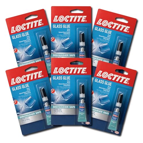 Loctite Glass Glue, 2 Gram Tube, 6 Pack - Clear Superglue for Glass, Plastic, Wood, Metal, Crafts, & Repair, Instant Glue Adhesive, Quick Dry