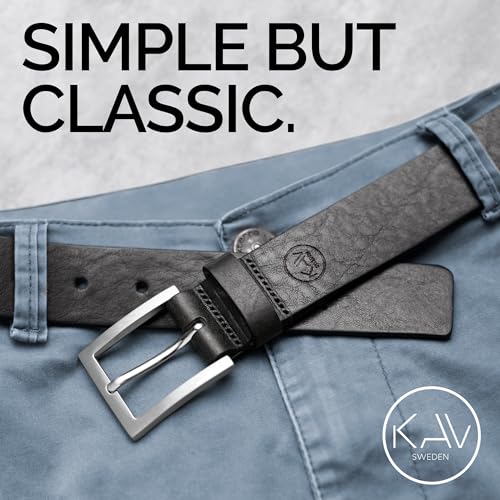 Stala - Mens Leather Belt - 1.4" Handmade in Sweden with Italian Full Grain Leather, black leather belt men2
