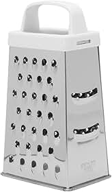 Mimo Style Ralador em Inox, 4 Faces, Lâminas de Aço Inoxidável Afiadas, Ergonomicamente Projetado Com Uma Alça de Borracha, Ideal Para Queijo Parmesão, Vegetais, Gengibre,