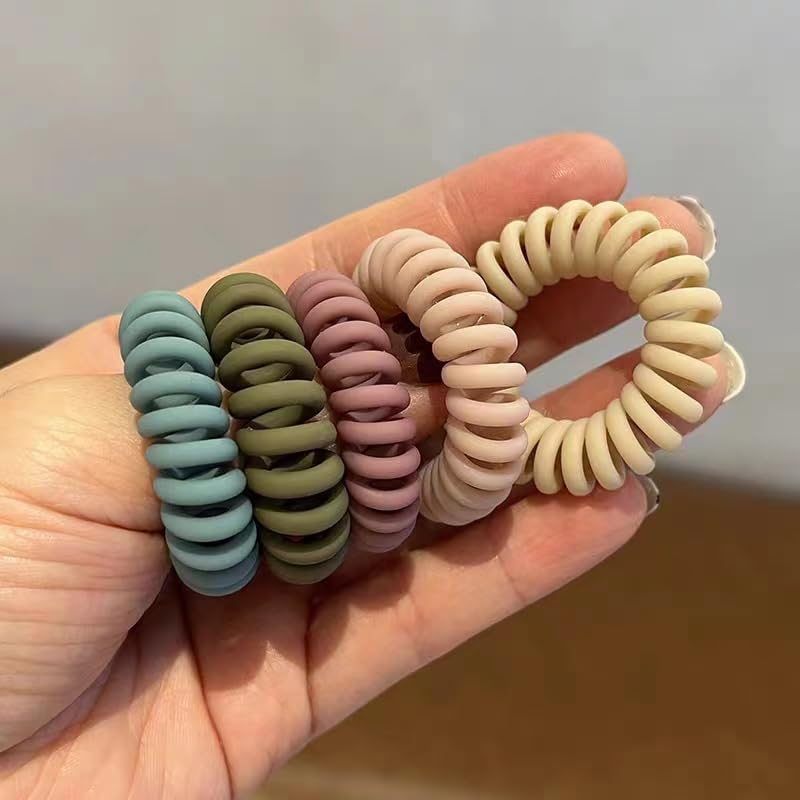 Image of 20Pcs Spiral Hair Ties, Elastic Hair Ties For Women Girls, Matte No Crease Spiral Hair Coils, Ponytail Hair Band, Telephone Cord Plastic Hair Ties For Thick or Thinning Hair (Matte Color - 20Pcs)