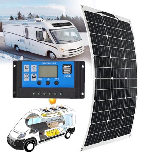 Kit De Panel Solar Flexible De 150 W, 300 W, 450 W, 600 W, Panel Solar Monocristalino Con Controlador De 40 A Para Carga De BateríA De 12 V, Para Techo/Rv/Caravana/Barco/Superficie Irregular,150W