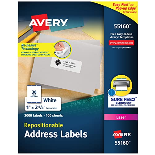 Amazon.com : Avery Repositionable Printable Address Labels ...