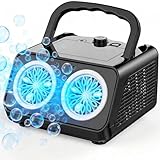 Bttyu Dual-Fan Bubble Machine | 20000+ Bubbles/Min for Outdoor Events, Weddings, Parties | Plug-in & Battery Powered | All-Ages Fun (Kids & Adults)