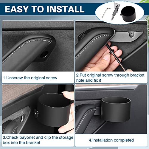 Shademax Compatible With Cup Holder Adapter 2017-2023 Tesla Model 3/ 2020-2023 Tesla Model Y Accessories Car Door Cup Holder Bottles Expander Organizer With Silicone Coaster 2Pcs Left & Right #TOP6