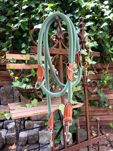 Leisegrün Verstellbare Hundeleine 2m | Freihand & 3fach verstellbar | Nur 260 g leicht | Für große Hunde - Salbeigrün