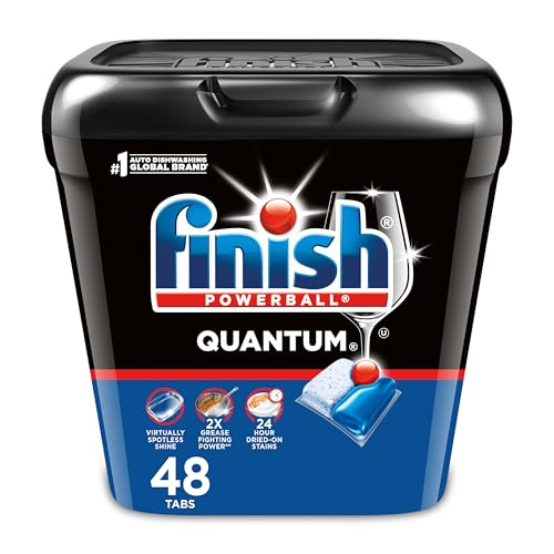 Finish Quantum Dishwasher Pods, No Pre-Rinse Dishwasher Detergent Soap Removes 24HR Dried-On Stain and Grease, Leaving a Virtually Spotless Shine, 48 Count