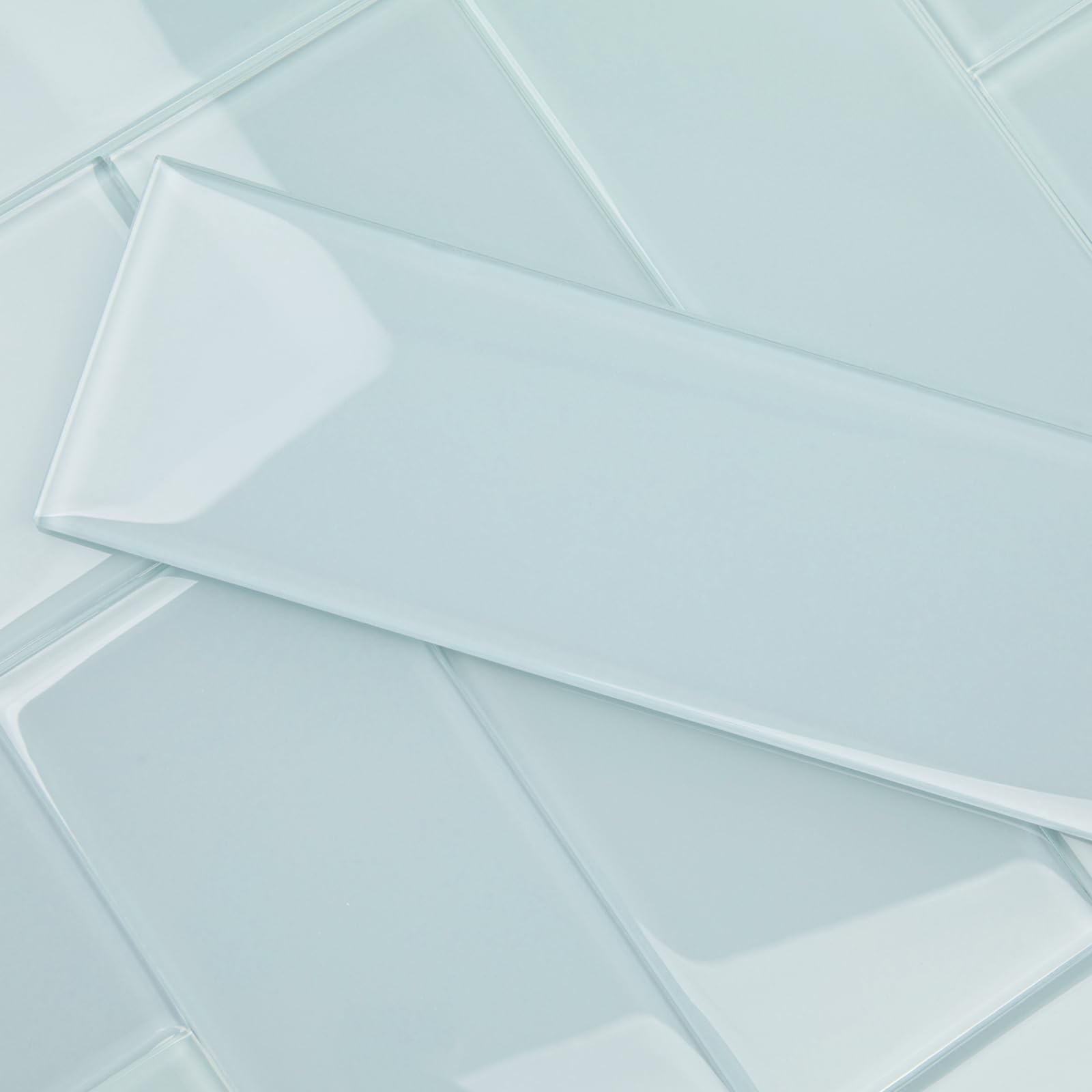 Photo 1 of Lovdeco Soft Blue Glass Subway Tile, Glass for Bathroom Kitchen Shower Backsplash Wall, 4 x 12 Inches, 4 Sq.Ft.