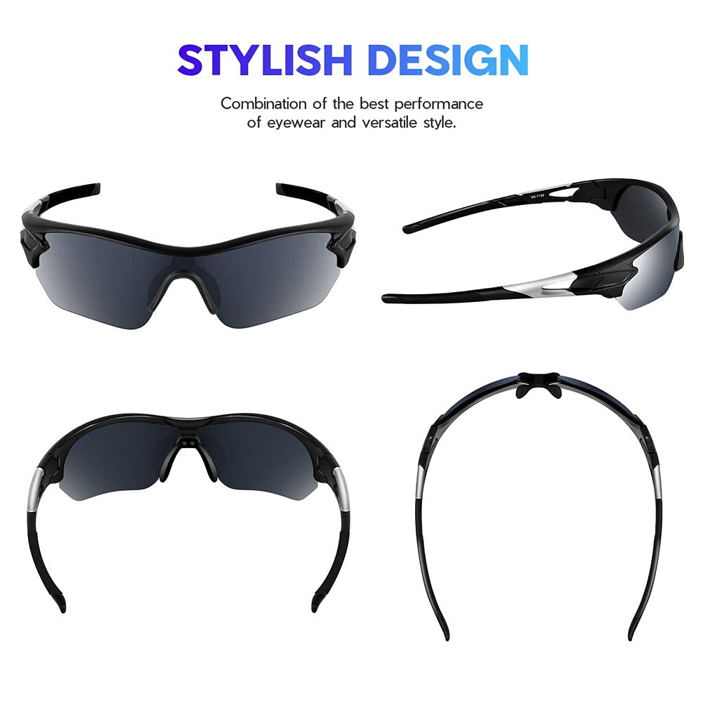 BEACOOL Occhiali da Sole Sportivi Polarizzati Uomo Donna Adolescente Ciclismo Baseball Militare Running Driving Pesca Golf Motocicletta Tac UV400